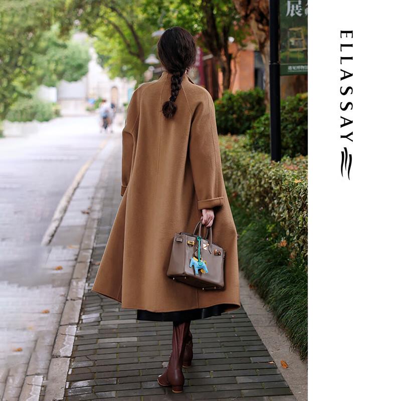 ELLASSAY Women's Premium Camel Wool Coat