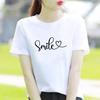 Bottom Shirt Ins Sweet Simple Flowers Round Neck Wear FeUnisex Print Fashion Internet Celebrity Commuter Shortsleeved Tshirt