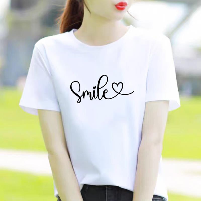 Bottom Shirt Ins Sweet Simple Flowers Round Neck Wear FeUnisex Print Fashion Internet Celebrity Commuter Shortsleeved Tshirt