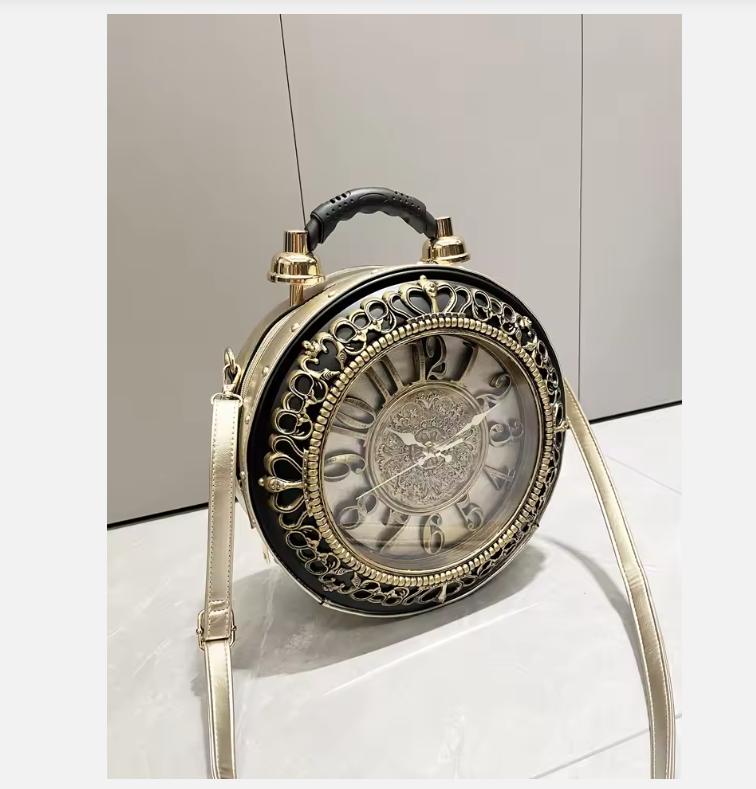 Luxury Designer Purses and Handbags Shoulder Bags funny clock-shaped bag funny Women's round bag pu leather Woman's bag