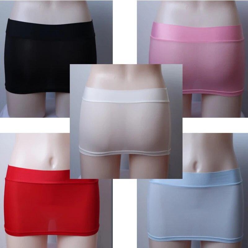 Women's Sexy Exotic Apparel Short Skirt Summer Solid Color Lightweight Skinny Elastic Passion Seduction Dress
