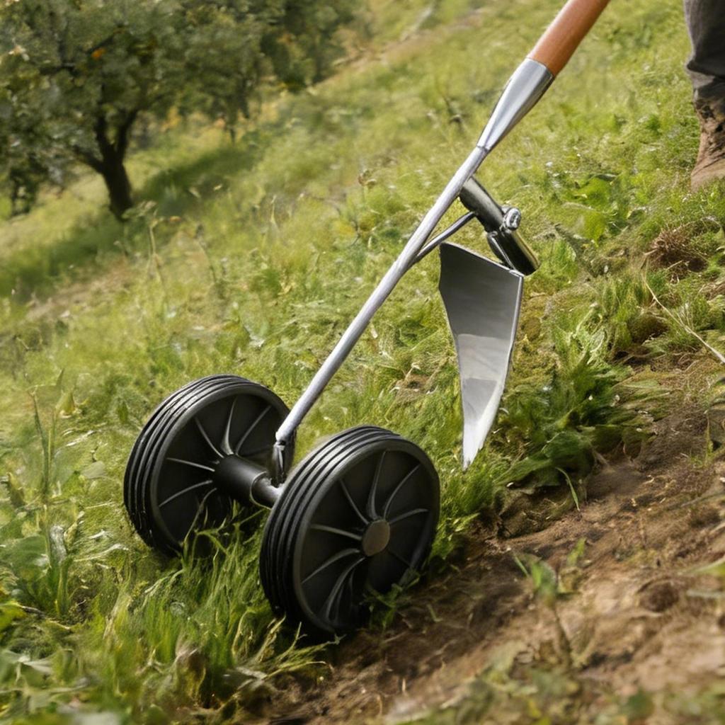 Charrue Houe Cultivateur à Double Roue 3 en 1 Désherbeur Outil de Butteage et de Sillonnement Motoculteur Manuel Outil Manuel Robuste pour Jardinage et Agriculture