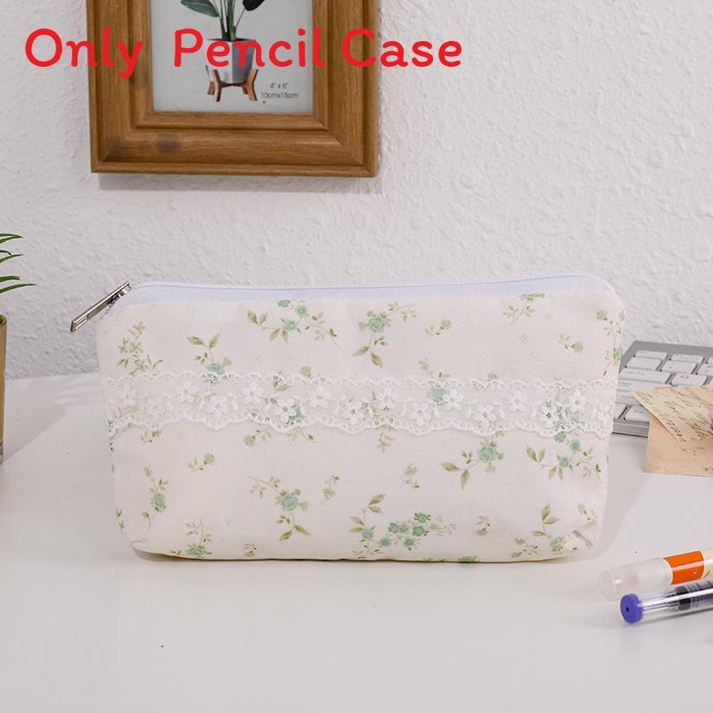 Süßes florales Federmäppchen im koreanischen Stil aus Canvas-Material, tragbar, große Kapazität für Schüler