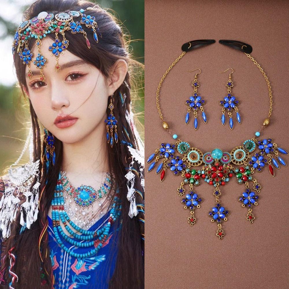 

Ethnic Style Bohemia Hair Chain Women Head Chain Beads Tassels Headbands for Children V