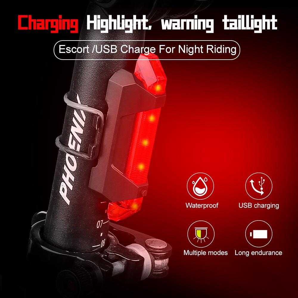 Bicycle Tail Light 4 Modes USB Rechargeable Mountain Cycle Rear Light Waterproof Bike Light Warning Lantern Bike Lamp 7
