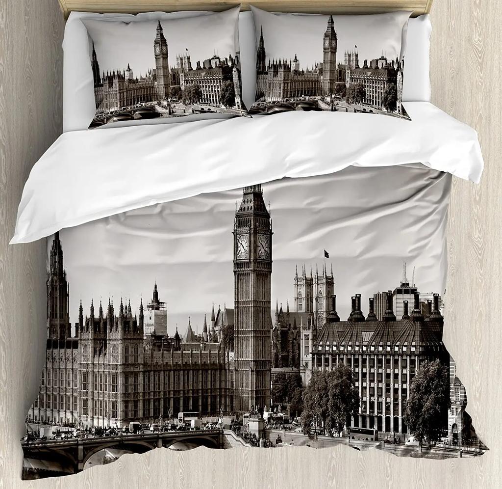 London Bedding Set Famous Telephone Booth and the Big Ben I 3pcs Duvet Cover Set Bed Set Quilt Cover Pillow Case Comforter Cover