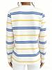 Women's round neck casual basic contrast striped long-sleeved T-shirt simple commuting