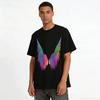 Gradient Watercolor Wings Print Casual Trendy Top Pure cotton T-shirt