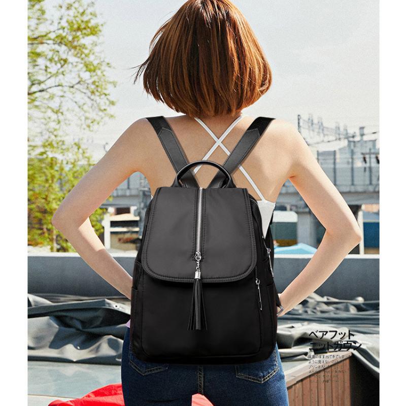 Travel Backpack Ladies Korean Version of Leisure Travel Wear-resistant Fashion Outdoor Nylon Oxford Cloth Anti-theft Zipper Pocket Backpack