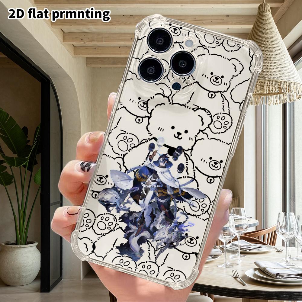 Phone case: 2D flat suitable for iPhone 18 17 16 15 14 13 Pro, transparent four corner protective case, wizard, Christmas and Halloween gift