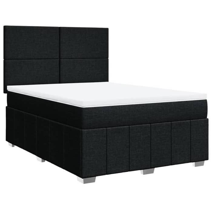 VidaXL Slat Bed Base with Mattress Black 140x190 Cm Fabric 3291658