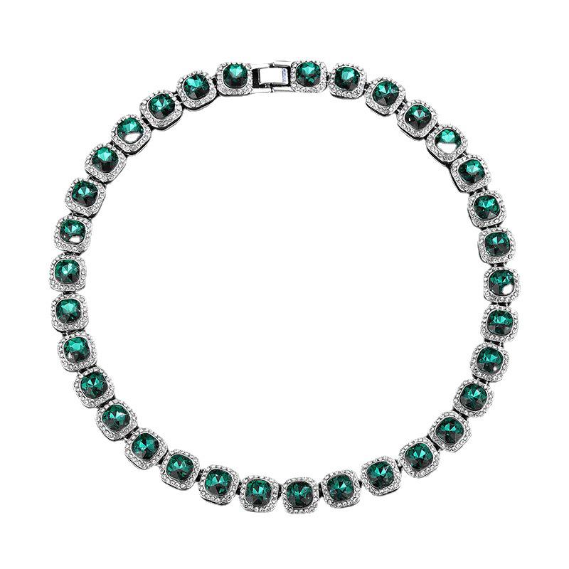Europäisch & Amerikanisch Hip-Hop Iced-Out Smaragd Zuckerwürfel 10mm Halskette - Luxus Accessoire