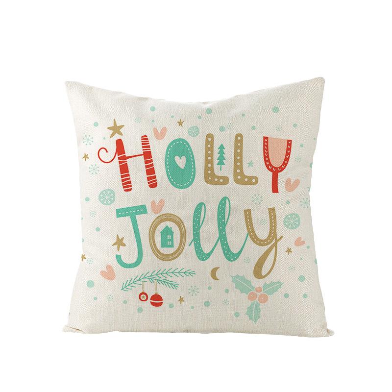 Home Polyester Pillow Cover Cartoon Digital Print Christmas Cushion Cover Living Room Sofa Cushion Cover