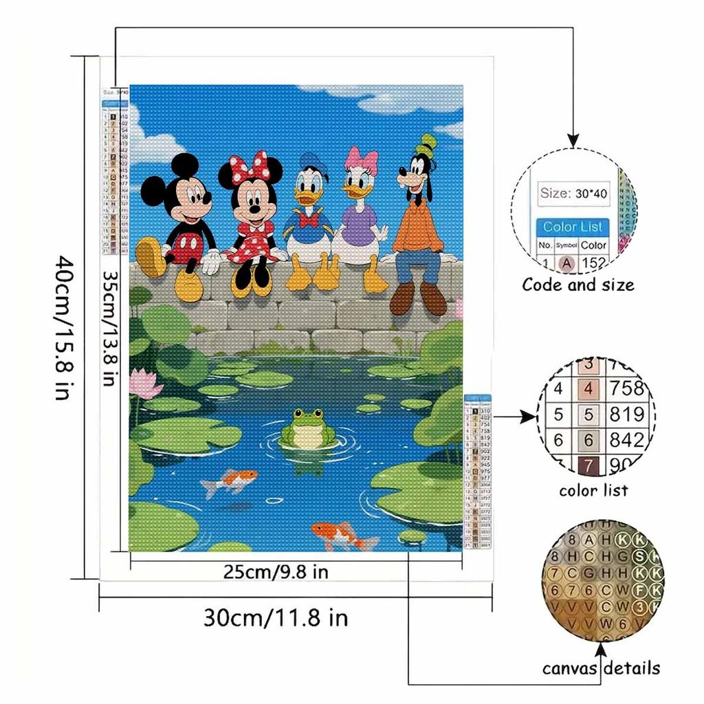 DIY Diamond Painting Mickey, Minnie, Donald Duck, Daisy, Goofy Cross Stitch Kit Mosaic Art Diamond Painting Full Circle Diamond Home Decoration