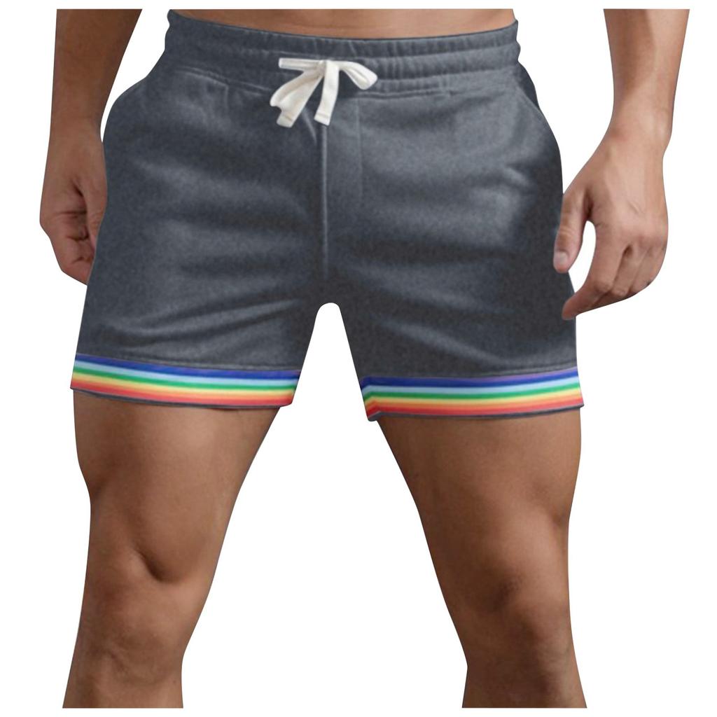 Stylish Men's Swim Shorts with Rainbow Hem, Quick-Dry Fabric, for Beach, Pool, Gym Model LZF250300, Sizes S-XXL