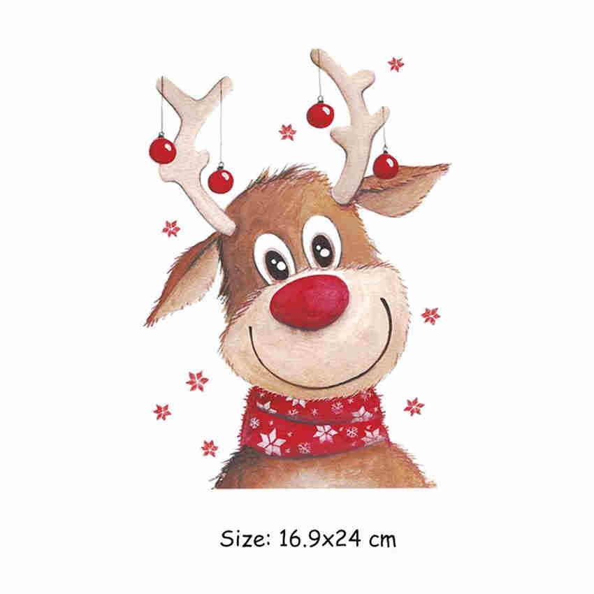 Christmas Deer Pattern Girls Clothing Patches DIY Washable Transfer Sticker Garment Accessory