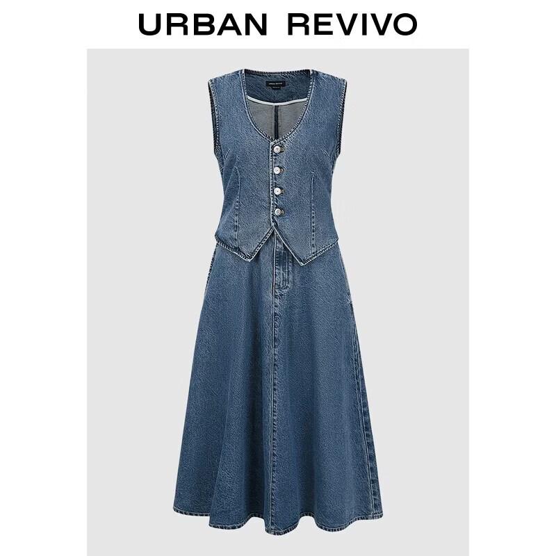UR Retro Casual Sleeveless Denim Dress XS