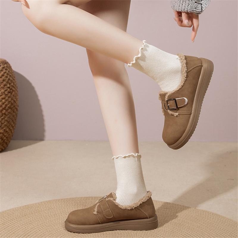 Autumn and Winter Footwear Plus Size Thick Soled Shoes Plus Velvet Warm Women's Shoes and Cotton Shoes