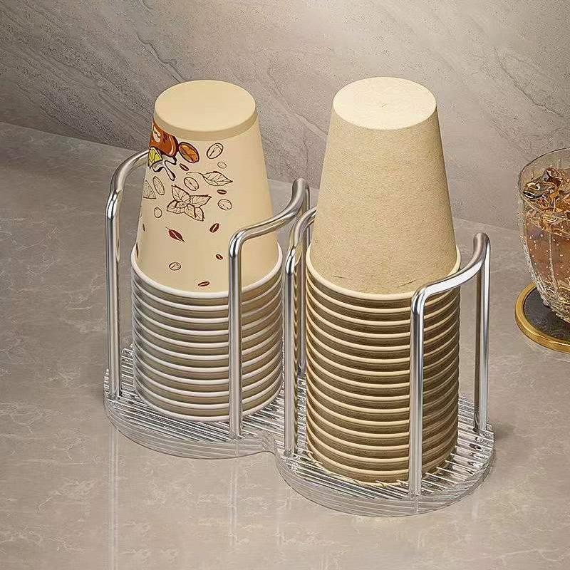 Luxury Disposable Cup Storage Holder Water Tea Cups Dispenser Rack Shelf with Longer Stick Mug Display Stand Home Organizer