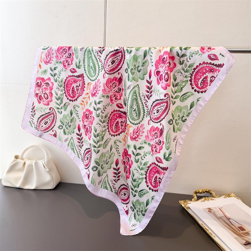 2026 New Paisley Printed Square Scarf For Women Stylish Soft Satin Scarves Bandanas Luxury Hijab Neckerchief Elegant Shawl Wraps