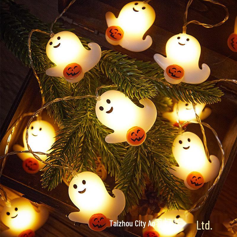 Halloween LED String Lights - Pumpkin, Spider, Ghost, Horror Decor, Marigold Colored Small Lights
