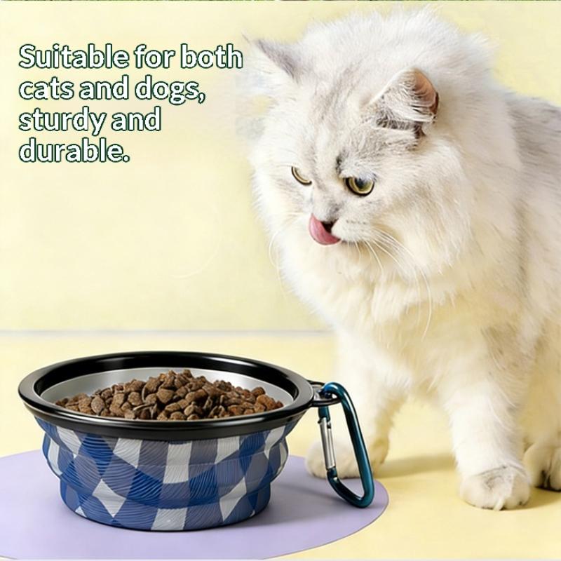 Pet Silicone Folding Bowl Portable Outdoor Camping Travel Portable Folding Supplies Dishes Feeding Bowl With Hook Pet Supplies