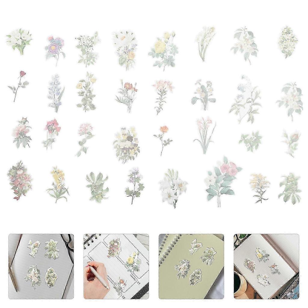 120Pcs Flower Stickers For Scrapbooking Decorative Adhesive Stickers Suitable For Craft Projects Assorted Color Vintage Design