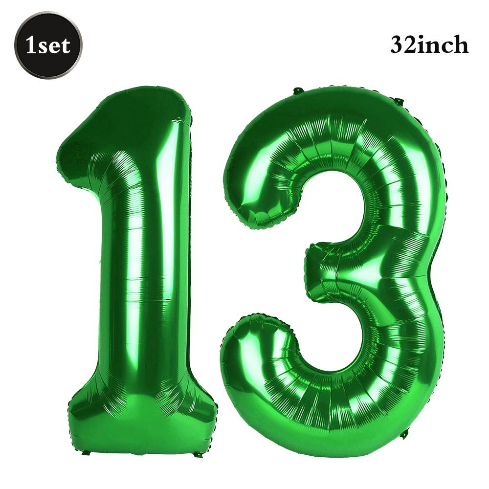 32 Inch Green Number Foil Balloons 0-9 Jungle Safari Theme Soccer Party Decor Kid Boy 1st Birthday Dinosaur Baby Shower Supplies