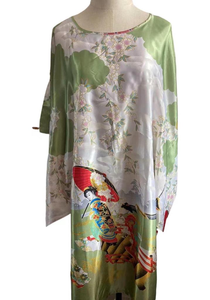 Elegant Lady Silk Robe Set: Qipao Pajamas, Tang Suit, One-Piece Bathrobe Homewear