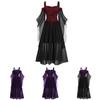 Halloween Witch Dress Gothic Medieval Cosplay Costume Off Shoulder High Quality Polyester Fabric