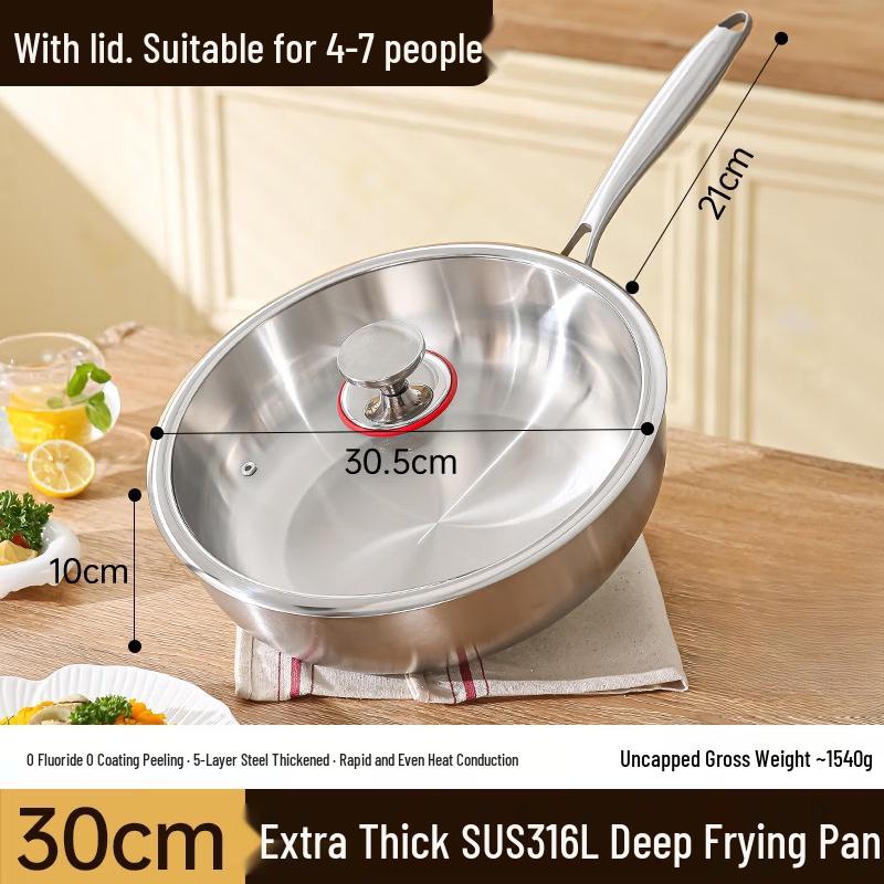 WUHE 430 Stainless Steel Non-Stick Stir-Fry Wok