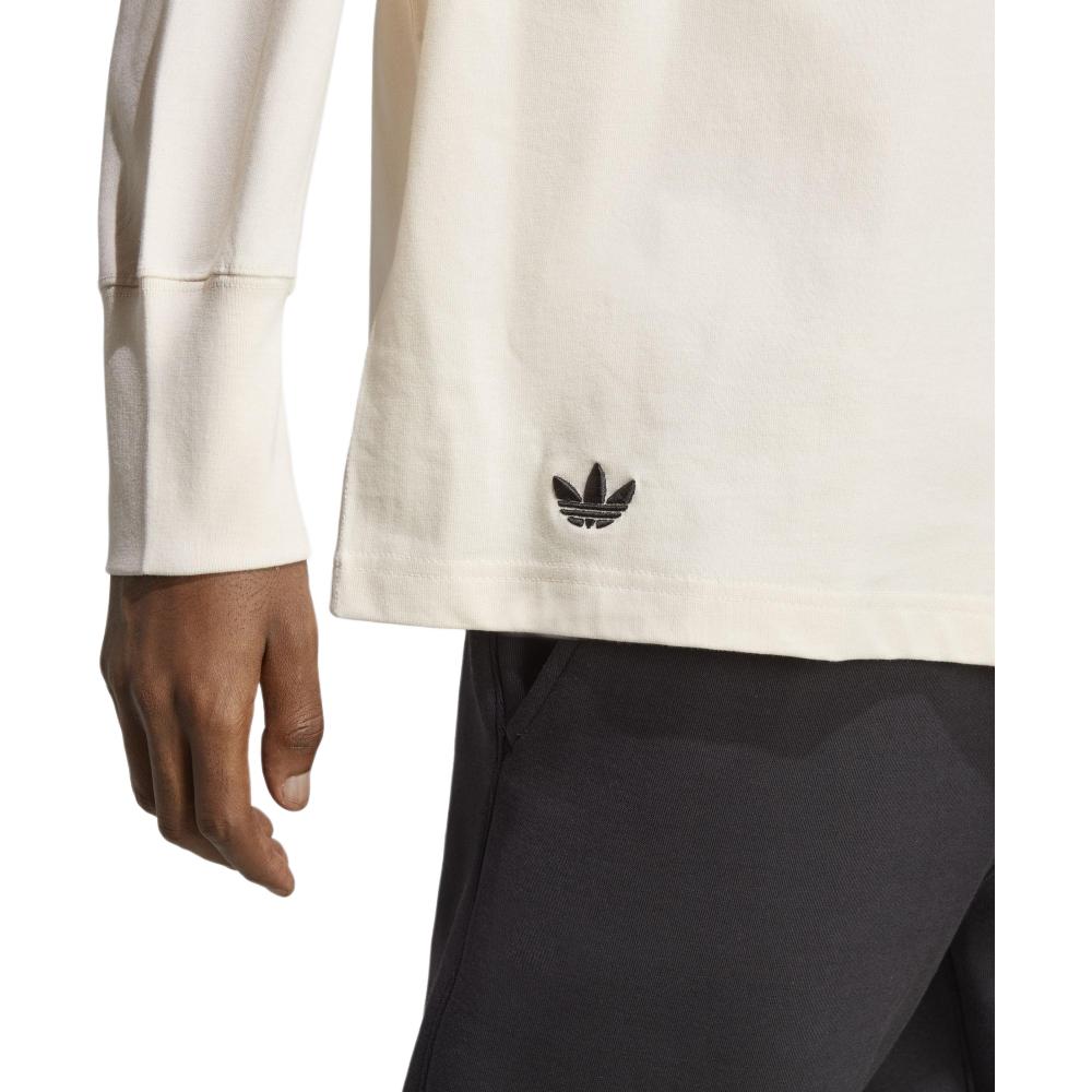 Adidas Originals Trefoil Side Stripe Crew Neck Long Sleeve Printed T-Shirt Men Tops Ivory HS1525