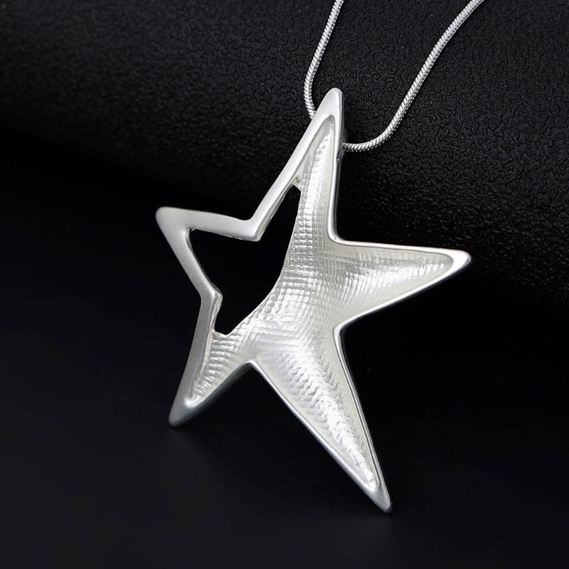 Y2K Hollow Five-pointed Star Pendant Necklace for Women Egirl Korean Fashion Punk Sweater Neck Chain Trend Jewelr