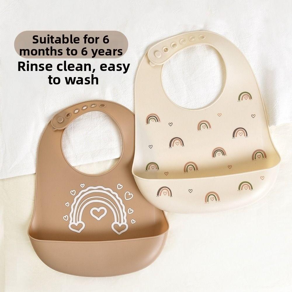 Soft Silicone Baby Bibs with Food Catcher Teething Drooling Bib  For Girls Boys Toddlers