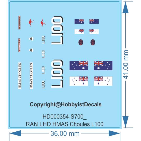 RAN LHD HMAS Choules - 1/700 - Water Decal - Waterslide, 1/700 - Waterslide, 1/700