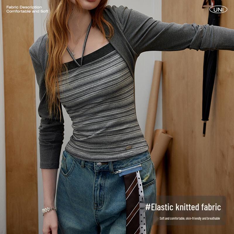 UNIFREE Plus Size Mock Two-Piece Slim Fit T-Shirt