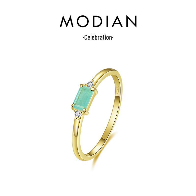 

«Модное тонкое женское кольцо из стерлингового серебра 925 пробы с турмалином Параиба» US Size 7 золотой