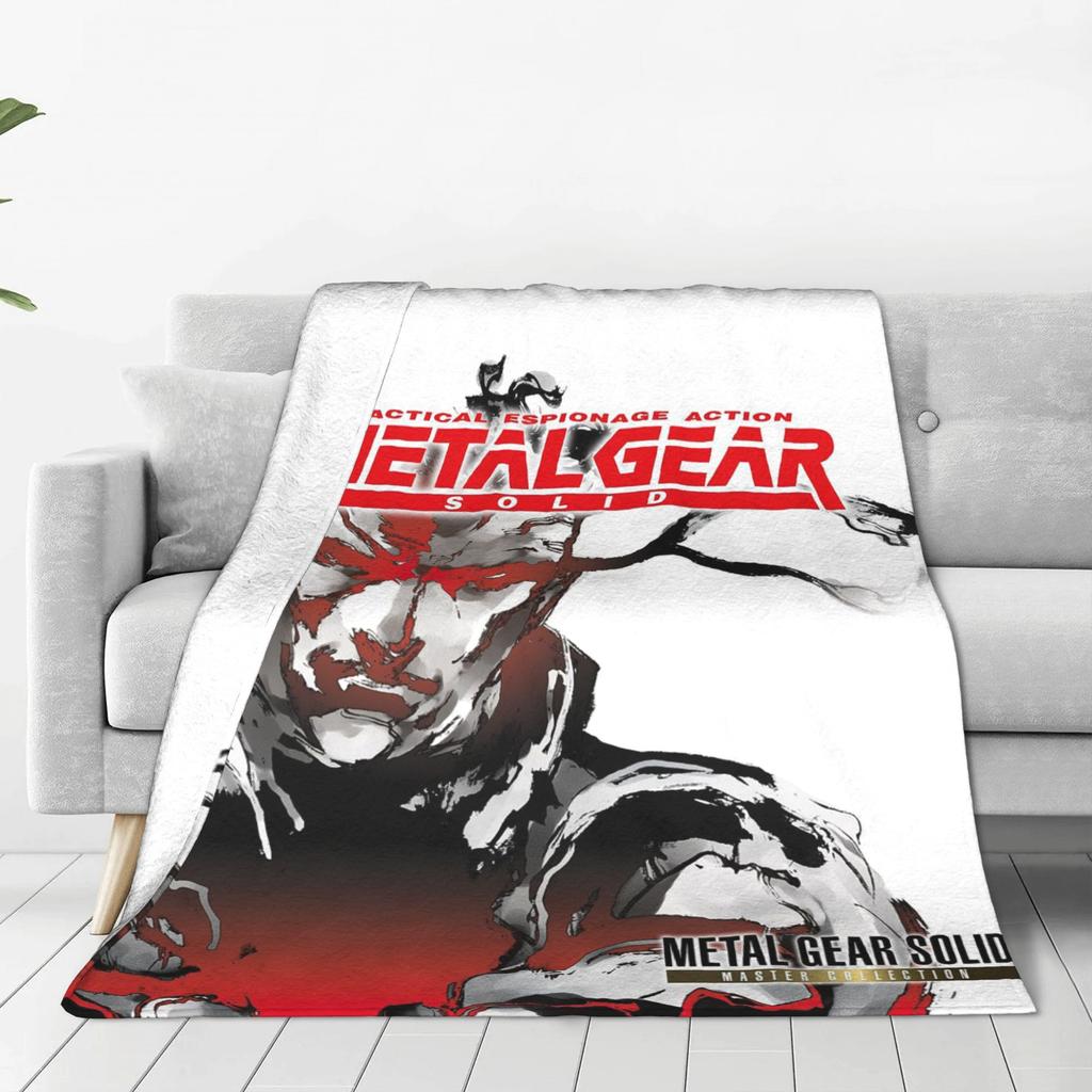 Flannel Throw Blanket MGS1 Solid Snake Game Metal Gear Warm Plush Blankets Soft Bedspread for Bed Living Room Home Travel Couch