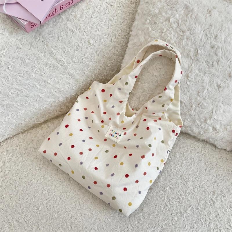 New Beach Tote Bag Fashion Women Summer Large Capacity Dots Shoulder Bag Tote Handbag Shopping Shoulder Bags