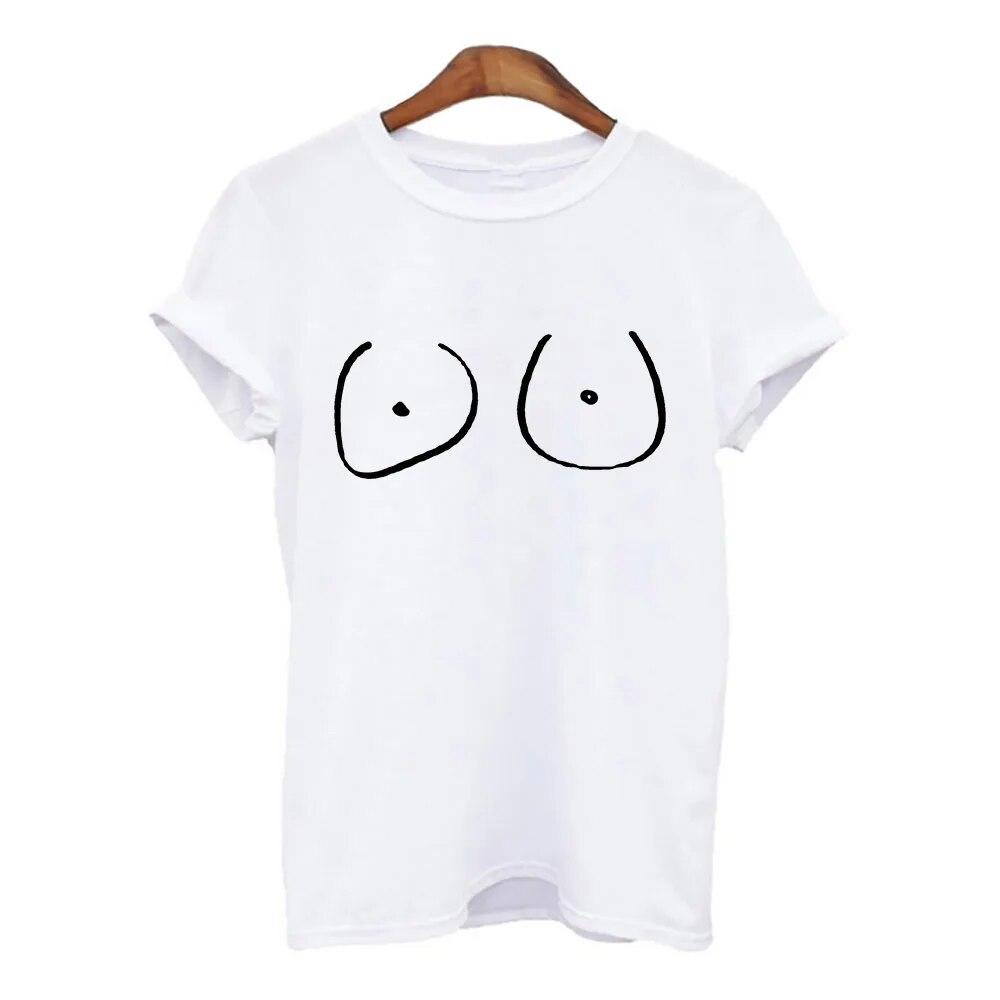 Летние футболки для женщин harajuku с принтом «сиськи и грудь» — фото 19