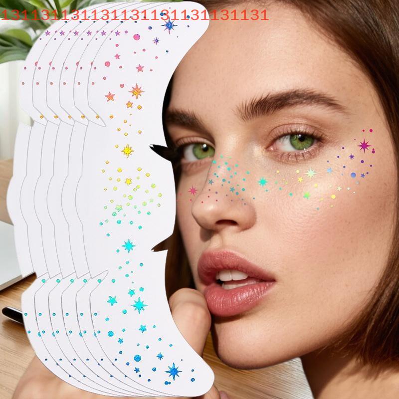 1 Sheet Glitter Freckles Holographic Stickers Heart Freckle Tattoos Glitter Stickers Waterproof Temp Tattoos