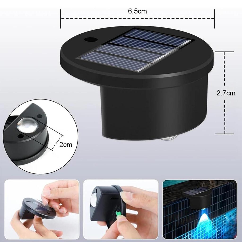 Solar Swimming Pool Side Led Light Underground Deck Outdoor Wall Fence Lights Waterproof Powered Step Driveway Decoration Garden
