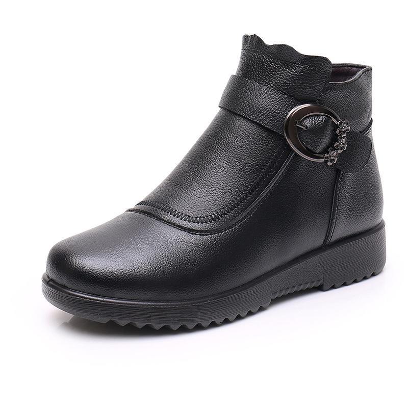 

Нові осінні бавовняні туфлі з натуральної шкіри з нековзкою м’якою подушкою для жінок середнього та літнього віку 41 чорний