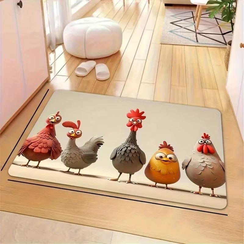 Leuk Cartoon Kip Keukenmat - Antislip Machine Wasbare Vloerkleed Eetkamer Decor Binnen Buiten Gebruik Kip Keukenkleed 40x120cm