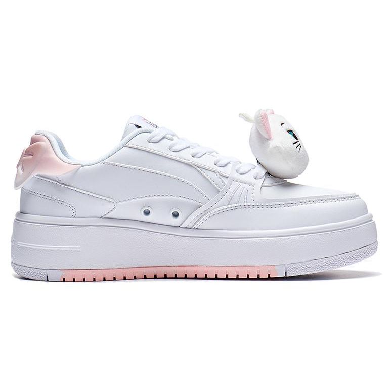 Li Ning Disney X  Thick Sole Height Increasing Wear Resistant Breathable Low Top Skate Shoes Women Skate Shoes White AGCT382-2