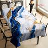 2D Flat 1pc-blue and White Marble Pattern Tablecloth with Golden Lines, Enhances the Texture and Taste of the SpaceFashionable Tablecloth, Suitable fo