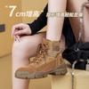 Inner Heightening Martin Boots Women's New Spring and Summer Desert Hiking Boots Retro Outdoor Hiking Tooling Short Boots Spring and Autumn