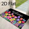 2D Flat Printing Garden Style Entryway Rug, Universal Doormat for Bathroom and Courtyard, Colorful Floral Welcome Home Hallway Easy-to-Clean Floor Mat