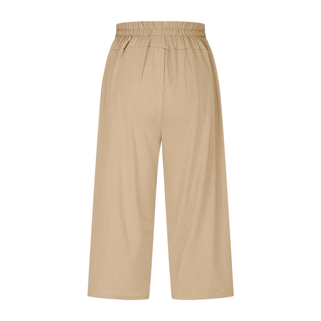 European and American Women's Stretchy, Comfortable, Wide-leg Yoga/fitness Pants, Solid Color, Casual Wear.