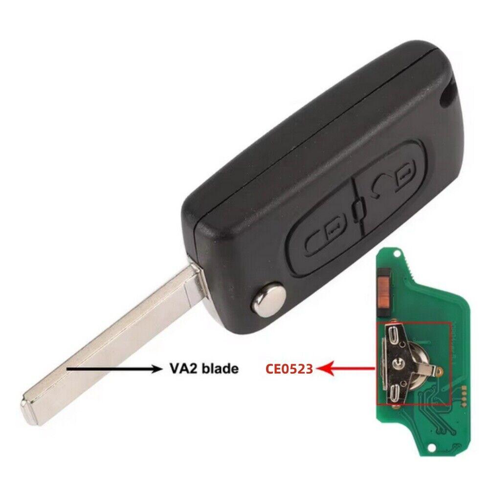 2 Button Remote Control Key CE0523 VA2 For Peugeot 3008 Partner Citroen C3 C8 C2